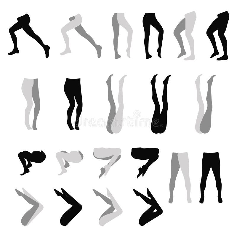 I piedi femminili della gamba delle calzamaglia delle calze delle ghette della siluetta di varianti del nero hanno messo isolato illustrazione di stock I piedi femminili della gamba delle calzamaglia delle calze delle ghette della siluetta di varianti del nero hanno messo isolato illustrazione di stock