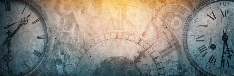 I quadranti dei vecchi orologi classici su uno sfondo di carta vintage. concetto di memoria della storia del tempo