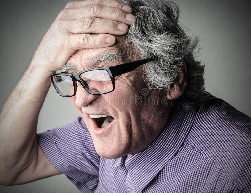Portrait of elderly man with expression of regret. Problem wrinkle stock images, royalty-free photos and pictures