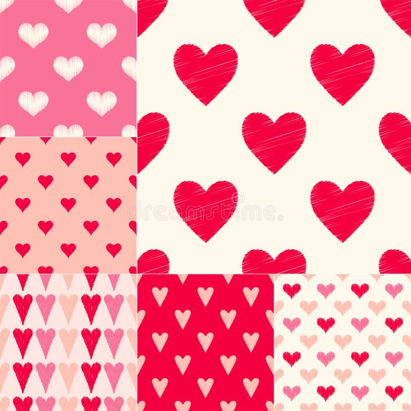 I rossi carmini differenti colorano le combinazioni di modello strutturato di vettore di simboli del cuore royalty illustrazione gratis I rossi carmini differenti colorano le combinazioni di modello strutturato di vettore di simboli del cuore royalty illustrazione gratis