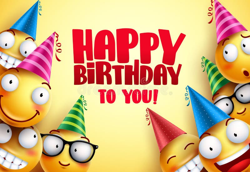 I saluti di smiley di vettore di buon compleanno progettano con divertente royalty illustrazione gratis