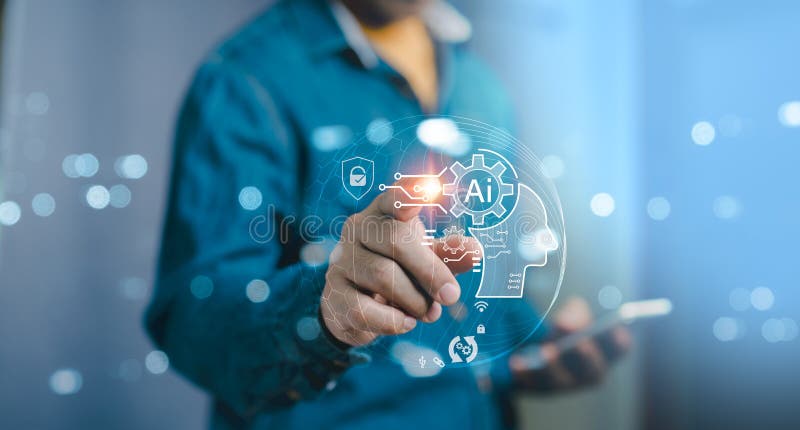 I samband med en artificiell underrättelseprompt samarbetar ingenjörskonst med en virtuell assistent chatbots llm ai deep arkivfoton