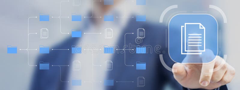 I sistemi di gestione dei documenti in aggiunta alla digitalizzazione e all'automazione dei processi per gestire in modo efficient immagine stock libera da diritti