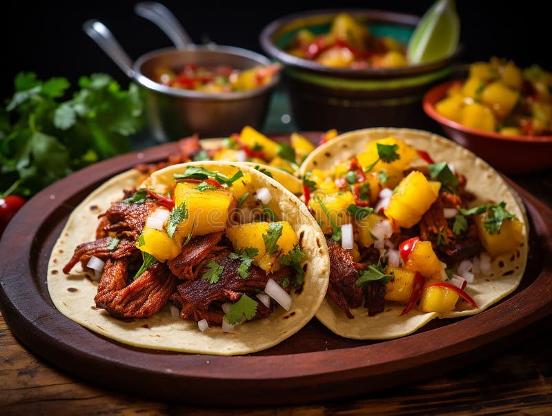 I tacos al pastor, il piatto messicano più conosciuto al mondo. generated ai