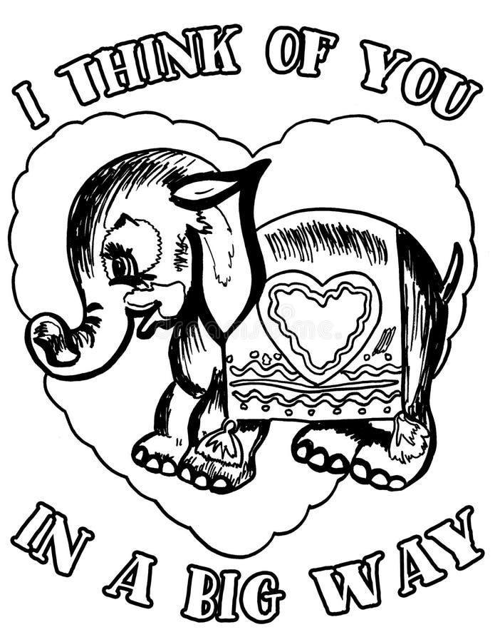 Download I Think Of You In A Big Way Elephant Love Hearts Design ...