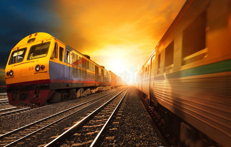 I treni passeggeri ed il contenitore dell'industria railroads il funzionamento sul Ra