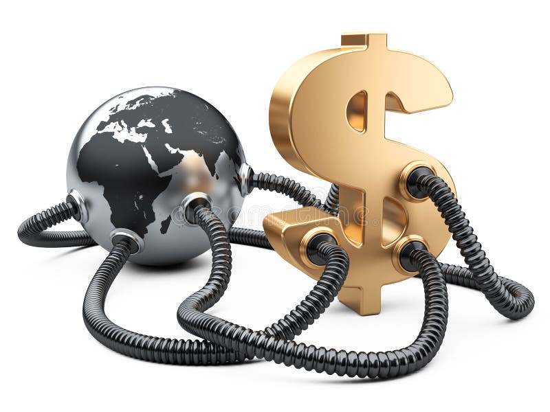 I tubi del petrolio e del gas hanno attaccato al simbolo di dollaro ed al pianeta Terra royalty illustrazione gratis I tubi del petrolio e del gas hanno attaccato al simbolo di dollaro ed al pianeta Terra royalty illustrazione gratis