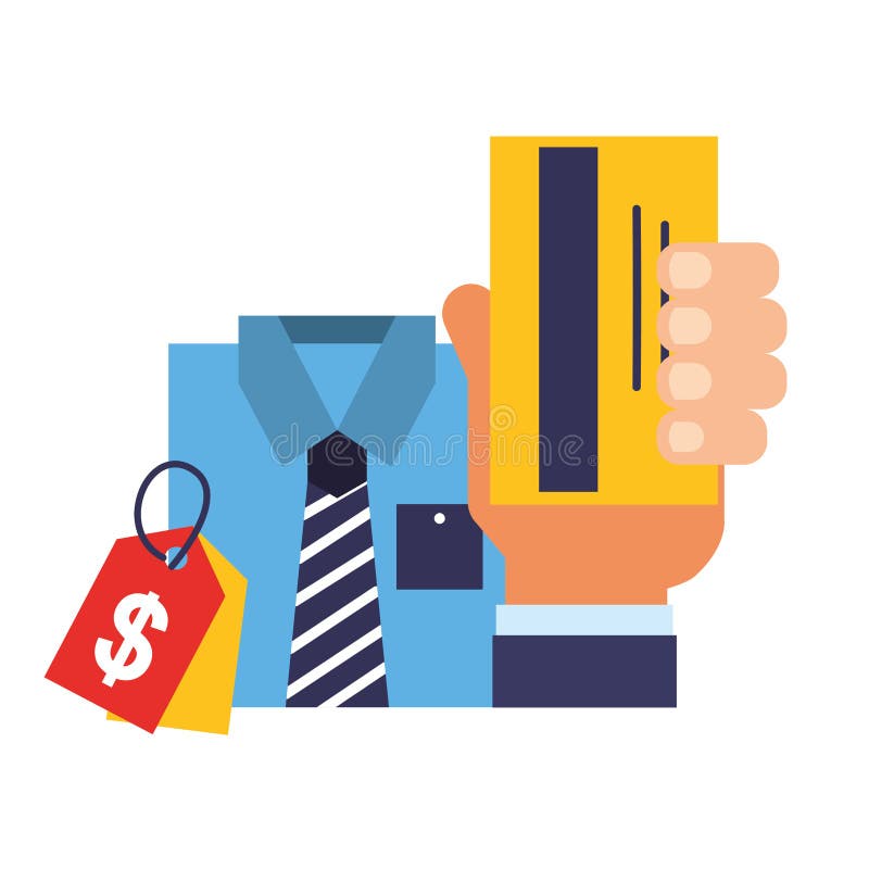 I vestiti della carta assegni della tenuta della mano etichettano l'acquisto online dei prezzi illustrazione vettoriale I vestiti della carta assegni della tenuta della mano etichettano l'acquisto online dei prezzi illustrazione vettoriale
