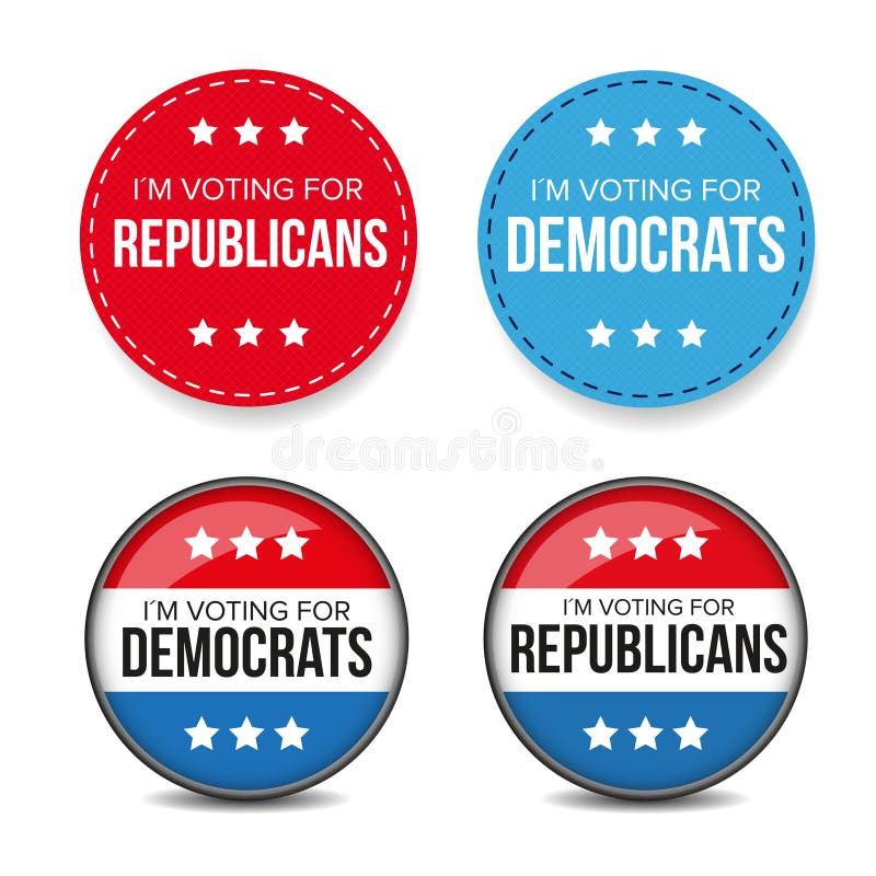 I am voting for Democrats / Republicans - election badge vector illustration