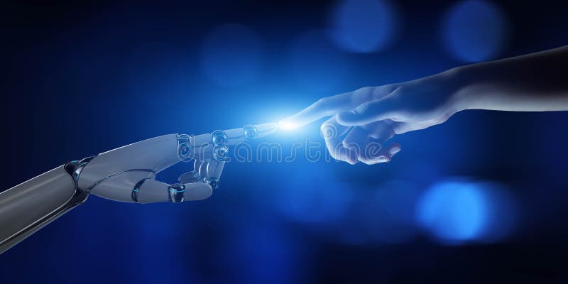 IA y robótica para la interacción avanzada de la máquina humana en el procesamiento de datos ilustración del vector