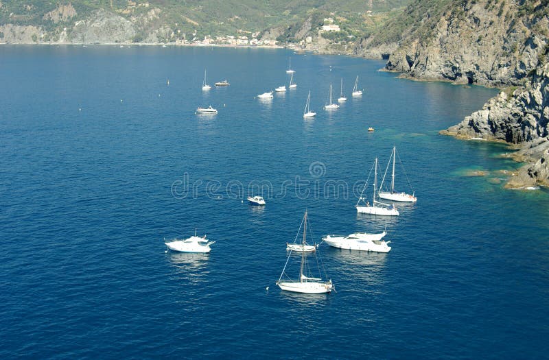 Yachts on Ligurian Sea (the Mediterranean), Italy. Yachts on Ligurian Sea (the Mediterranean), Italy.