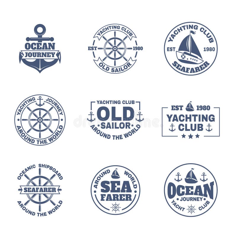 Iate ou navio, ícones do barco para o curso náutico ilustração do vetor Iate ou navio, ícones do barco para o curso náutico ilustração do vetor