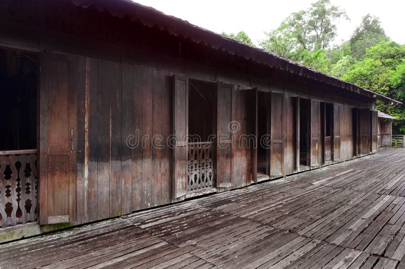 Iban tribe longhouse in Sarawak, Borneo