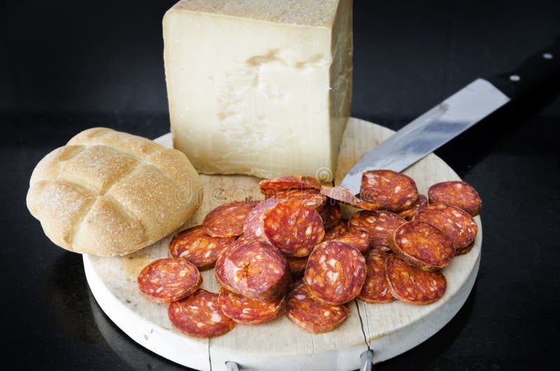 Iberian Sausage and Spanish Cheese. Stock Image Image of appetizer