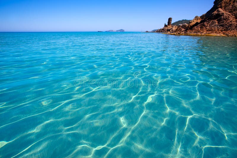 Ibiza Aigues Blanques Aguas Blancas Beach at Santa Eulalia Stock Image ...