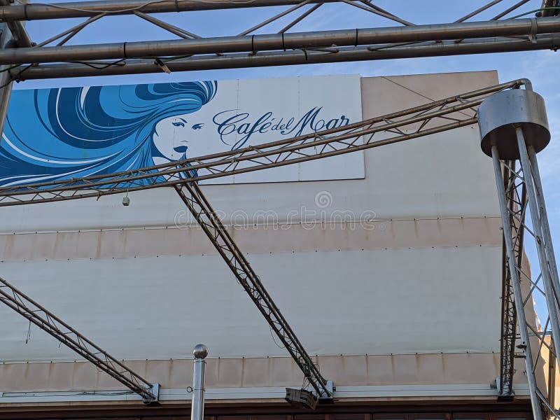 Ibiza, Spain 14december 2020 In Ibiza the Cafe del Mar is closed for the end of the season. High quality photo