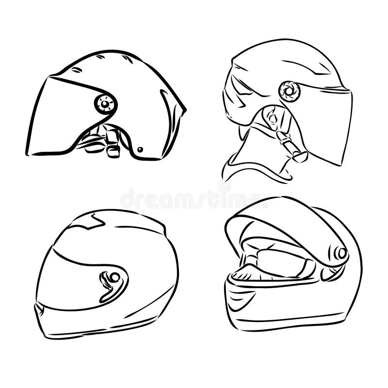 moto sécurité casque plein visage tête protection noir et blanc ligne  dessin et coloré vecteur illustration 24319404 Art vectoriel chez Vecteezy
