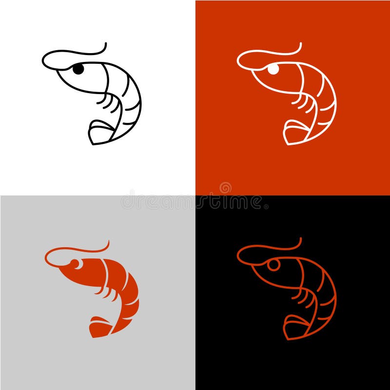 Icône De Ligne De Crevettes, Animal Et Mer, Signe De Nourriture