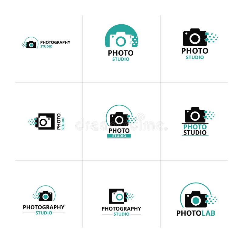 Комплект значка вектора 9 черного и зеленого для фотографа Камера Ic бесплатная иллюстрация