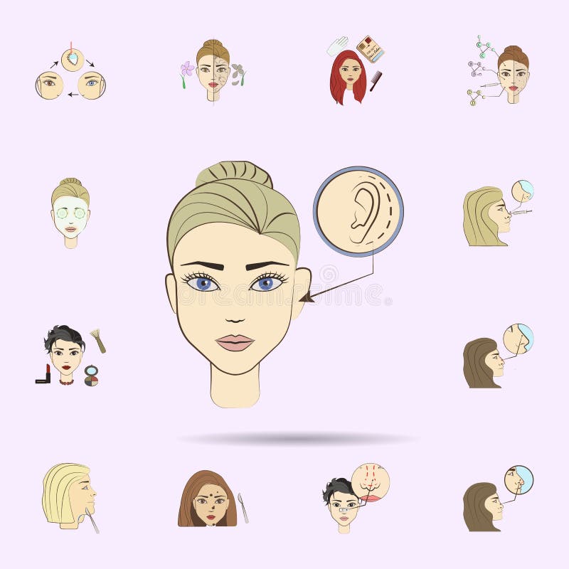 ic?ne color?e par op?ration d'oreille Beaut?, ensemble universel d'ic?nes anti-vieillissement pour le Web et mobile illustration de vecteur ic?ne color?e par op?ration d'oreille Beaut?, ensemble universel d'ic?nes anti-vieillissement pour le Web et mobile illustration de vecteur