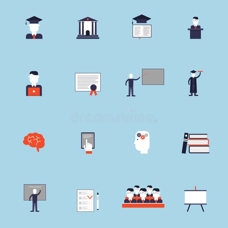 Icône d'enseignement supérieur plate illustration stock Icône d'enseignement supérieur plate illustration stock