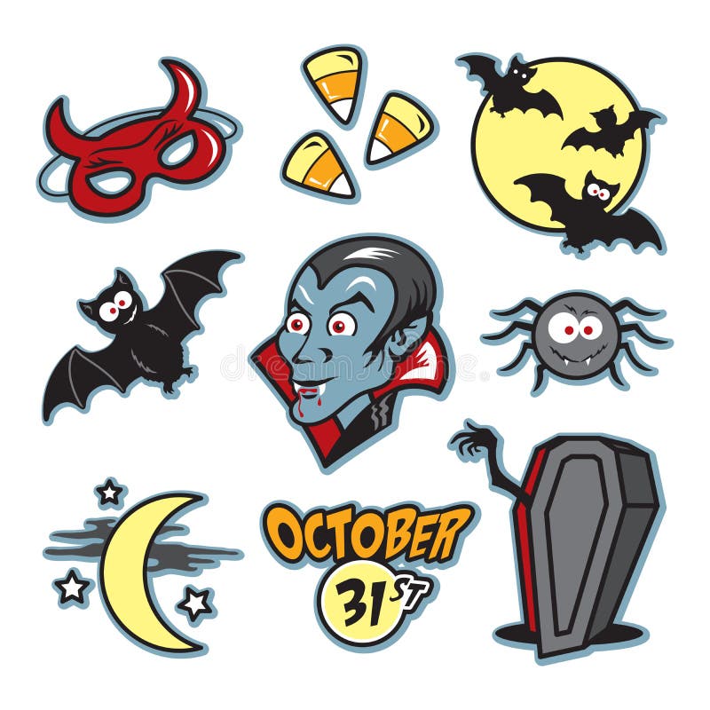 Icône d'illustration de Halloween de vampire réglée avec le cercueil illustration de vecteur Icône d'illustration de Halloween de vampire réglée avec le cercueil illustration de vecteur
