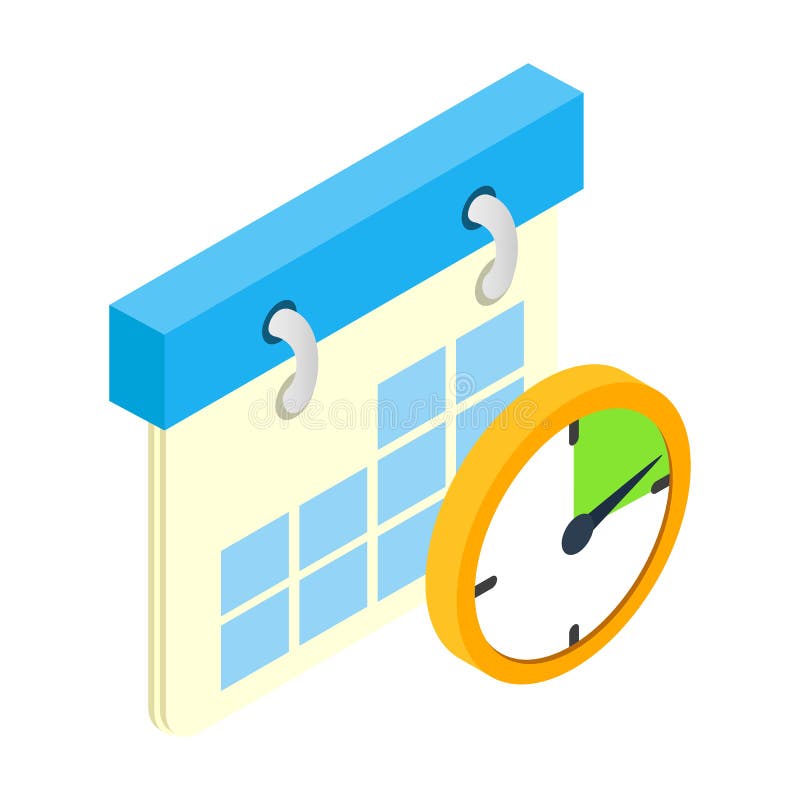 Icône 3d isométrique de calendrier et d'horloge illustration libre de droits Icône 3d isométrique de calendrier et d'horloge illustration libre de droits