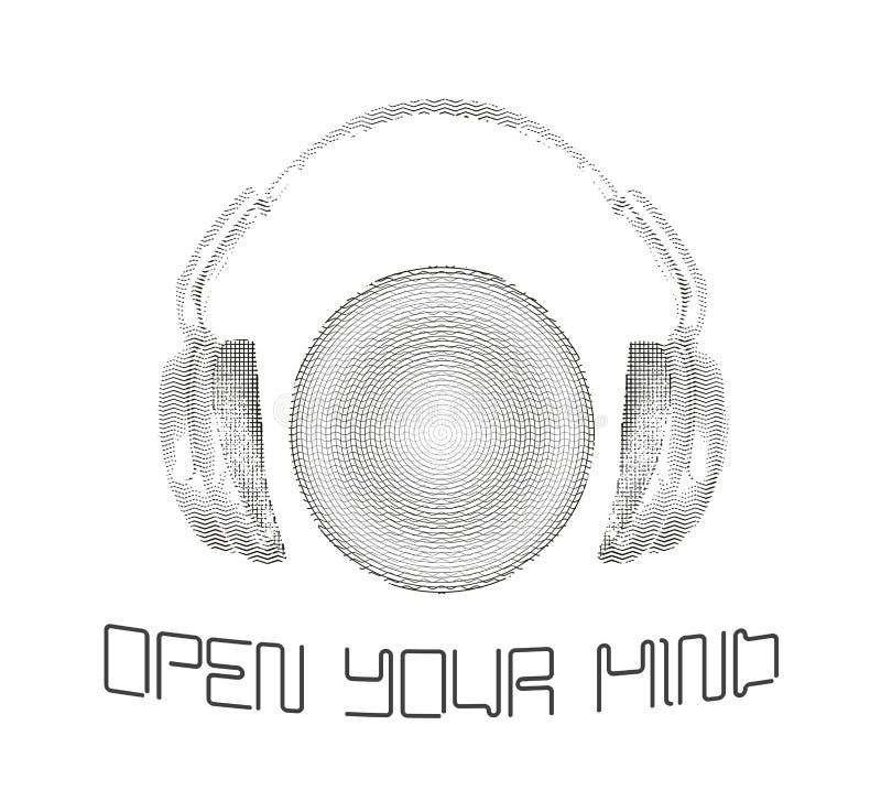 Icône d'écouteurs avec des battements abstraits d'onde sonore Conçu dans le style artistique d'ensemble Illustration de vecteur illustration stock Icône d'écouteurs avec des battements abstraits d'onde sonore Conçu dans le style artistique d'ensemble Illustration de vecteur illustration stock