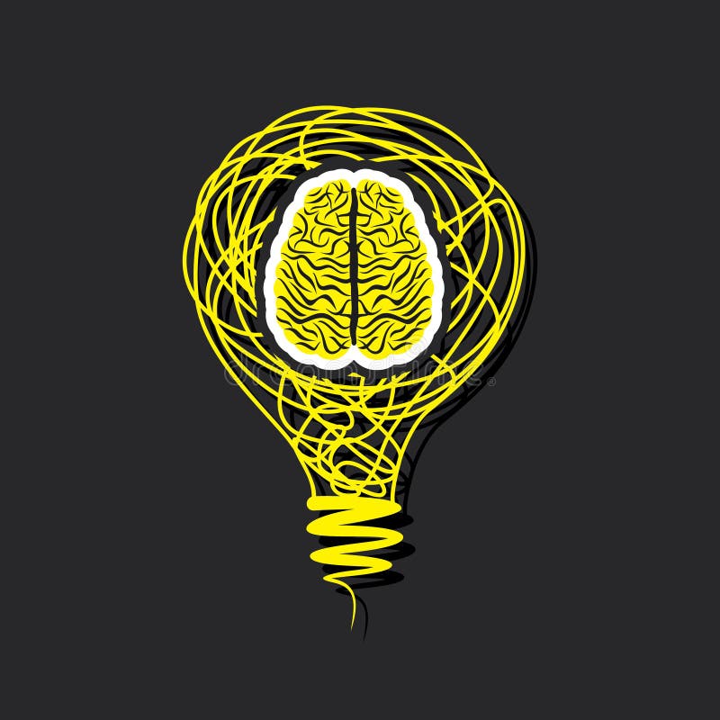 Icône De Cerveau Dans Le Concept D'ampoule Illustration de Vecteur