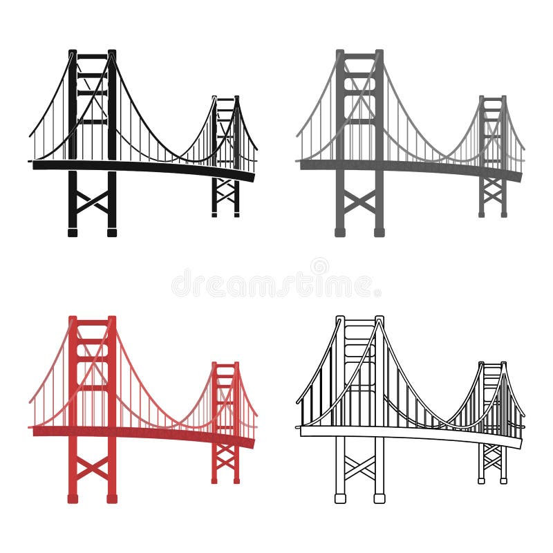 Golden Gate Bridge icon in cartoon style on white background. USA country symbol vector illustration. Golden Gate Bridge icon in cartoon style on white background. USA country symbol vector illustration.