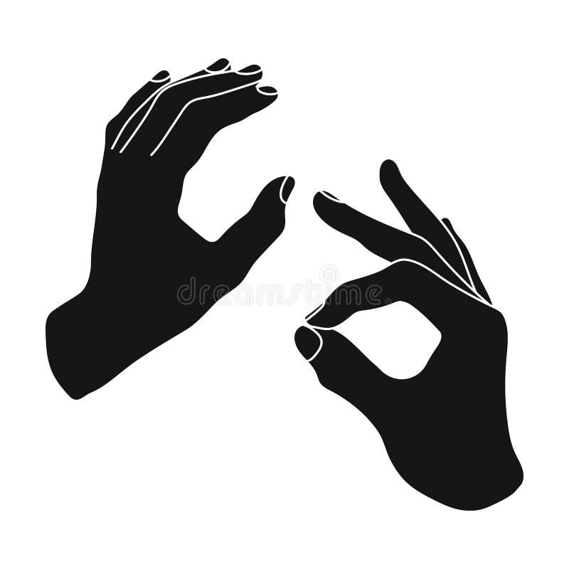 Icône de langue des signes dans le style noir d'isolement sur le fond blanc Vecteur d'actions de symbole d'interprète et de tradu