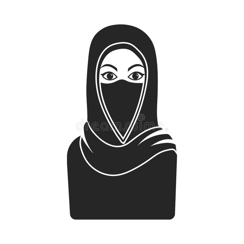 Ic ne De Niqab  Dans Le Style Noir D isolement Sur Le Fond 