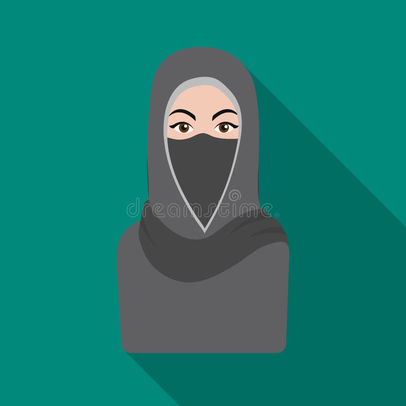 Ic ne De Niqab  Dans Le Style Noir D isolement Sur Le Fond 