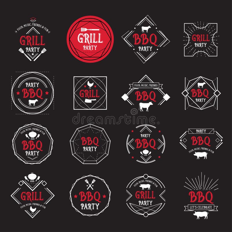 Icône de partie de barbecue Conception de menu de BBQ illustration libre de droits Icône de partie de barbecue Conception de menu de BBQ illustration libre de droits