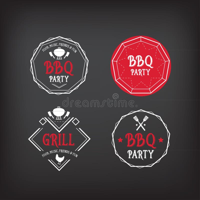 Icône de partie de barbecue Conception de menu de BBQ illustration libre de droits Icône de partie de barbecue Conception de menu de BBQ illustration libre de droits