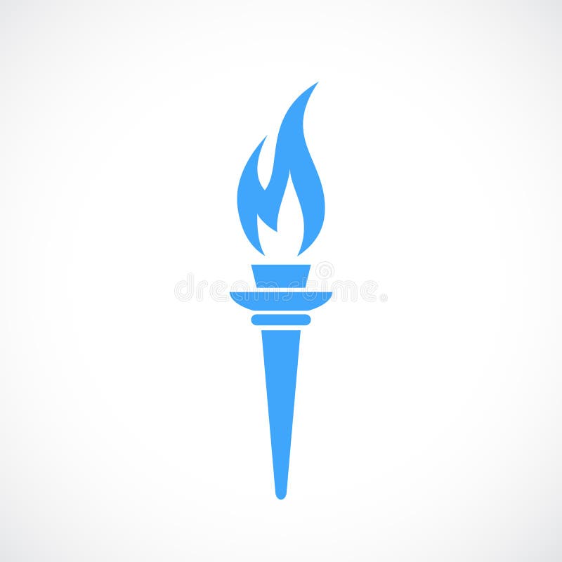 torche avec le feu. flamme olympique. symbole grec des compétitions  sportives. le concept de lumière et de connaissance. illustration de dessin  animé plat 13569548 Art vectoriel chez Vecteezy