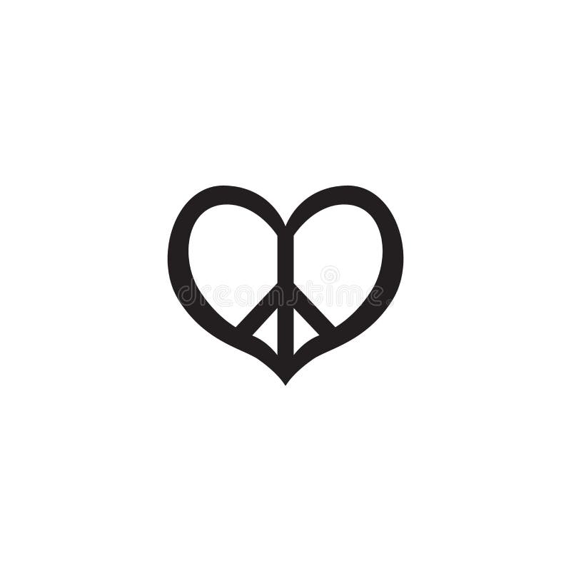 Icône hippie de symbole de paix de vintage Logo Pacifique de forme du ` s de coeur de connexion illustration de vecteur Icône hippie de symbole de paix de vintage Logo Pacifique de forme du ` s de coeur de connexion illustration de vecteur
