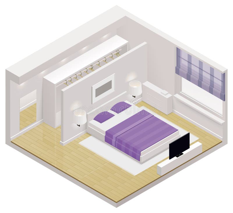 Icône isométrique de chambre à coucher de vecteur illustration libre de droits Icône isométrique de chambre à coucher de vecteur illustration libre de droits