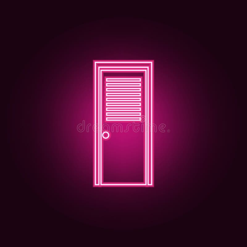 ic?ne a?r?e de porte ?l?ments de porte dans les ic?nes au n?on de style E illustration libre de droits ic?ne a?r?e de porte ?l?ments de porte dans les ic?nes au n?on de style E illustration libre de droits