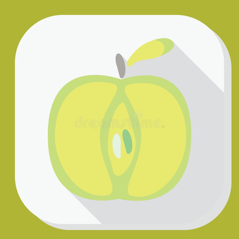 Icône verte de signe de pomme avec la longue ombre Fruit avec le symbole de feuille Illustration de vecteur Conception plate illustration libre de droits Icône verte de signe de pomme avec la longue ombre Fruit avec le symbole de feuille Illustration de vecteur Conception plate illustration libre de droits