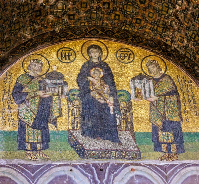 Icône Vierge Marie et de saints dans Hagia Sophia photos stock Icône Vierge Marie et de saints dans Hagia Sophia photos stock