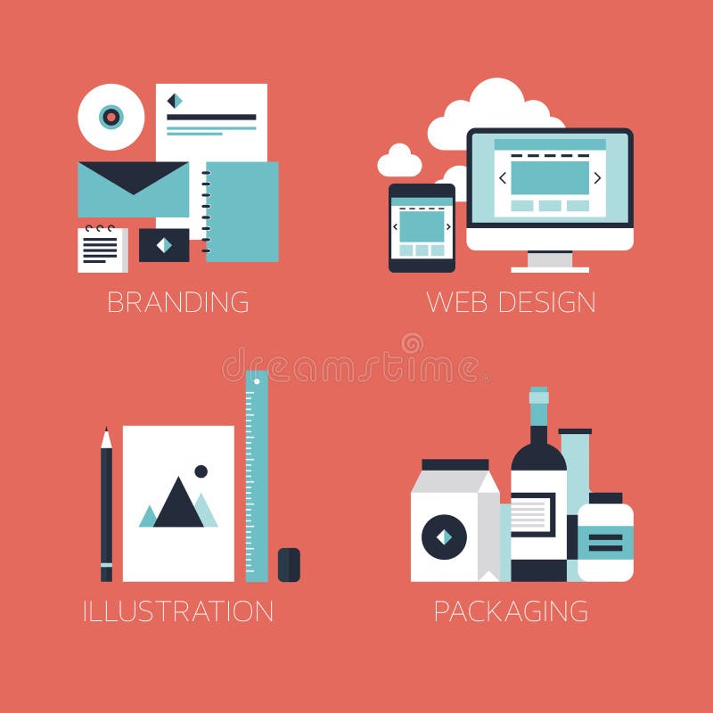 Icônes d'entreprise de style de conception plate illustration de vecteur Icônes d'entreprise de style de conception plate illustration de vecteur
