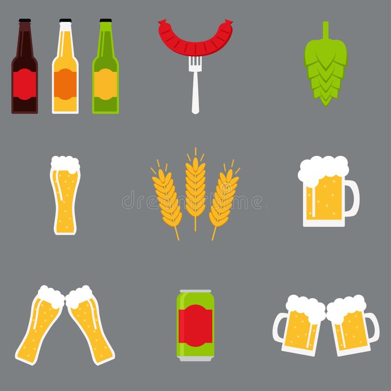 Icônes d'isolement de bière réglées Collection d'icônes de bière illustration de vecteur Icônes d'isolement de bière réglées Collection d'icônes de bière illustration de vecteur
