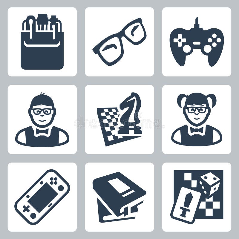 Vector isolated nerd icons set. Vector isolated nerd icons set
