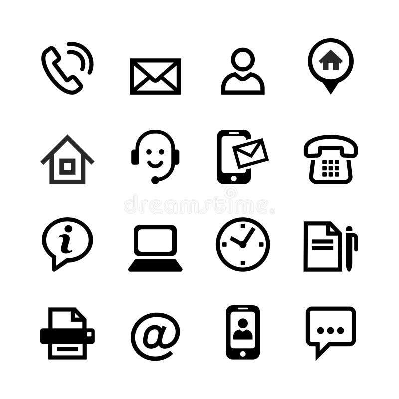 16 icônes de base - contactez-nous illustration de vecteur