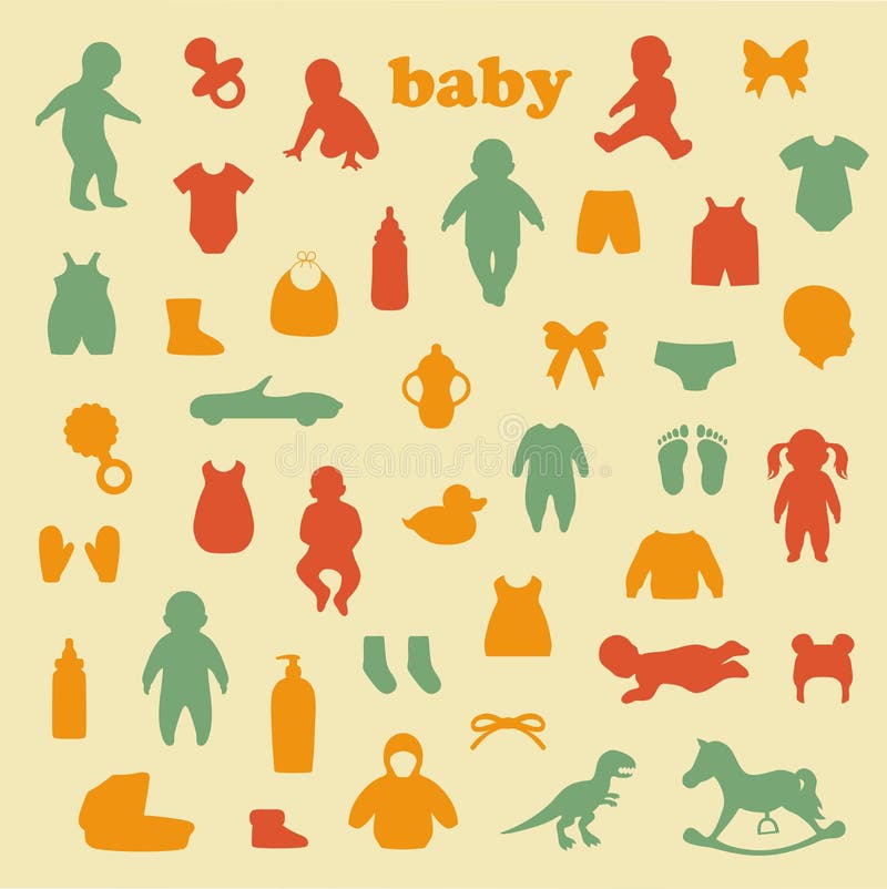 Vector collection of baby icons, child isolated silhouette. Vector collection of baby icons, child isolated silhouette