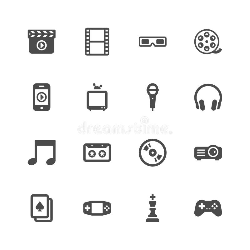 Entertainment icons on white background. Entertainment icons on white background