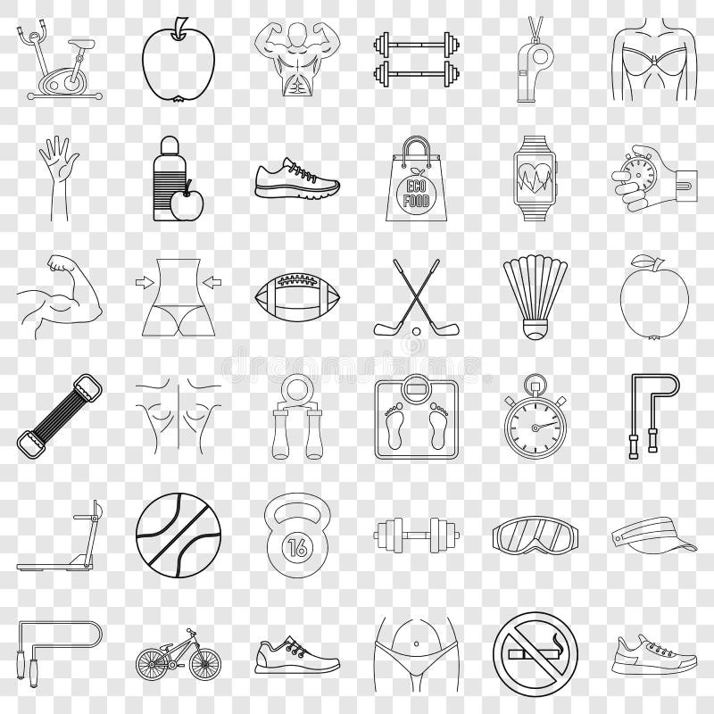 Ic?nes de Fitbody r?gl?es, style d'ensemble illustration stock Ic?nes de Fitbody r?gl?es, style d'ensemble illustration stock