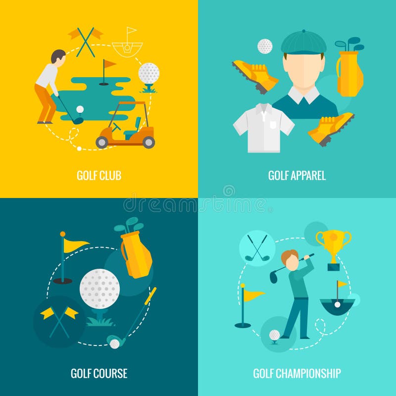 Icônes de golf plates illustration libre de droits Icônes de golf plates illustration libre de droits