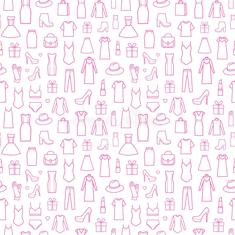 Icônes de mode dans le modèle sans couture illustration libre de droits Icônes de mode dans le modèle sans couture illustration libre de droits